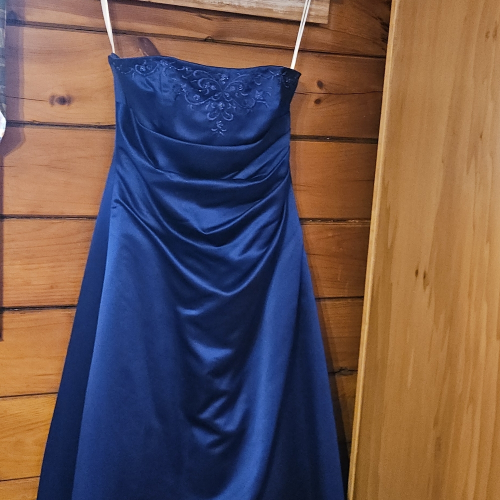 David's Bridal Deep Blue Gown